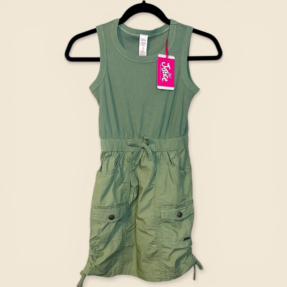 New girls 7/8 Justice green cargo dress